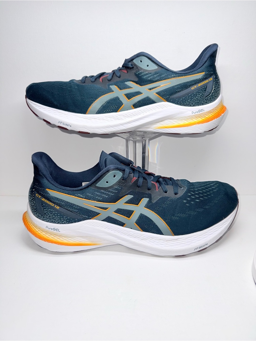 ASICS GT-2000 12 Navy Running Shoes with Gold & Orange Accents